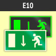 Знак E10 «Указатель двери эвакуационного выхода (левосторонний)» (фотолюминесцентная пленка ГОСТ 34428-2018, 250х125 мм)